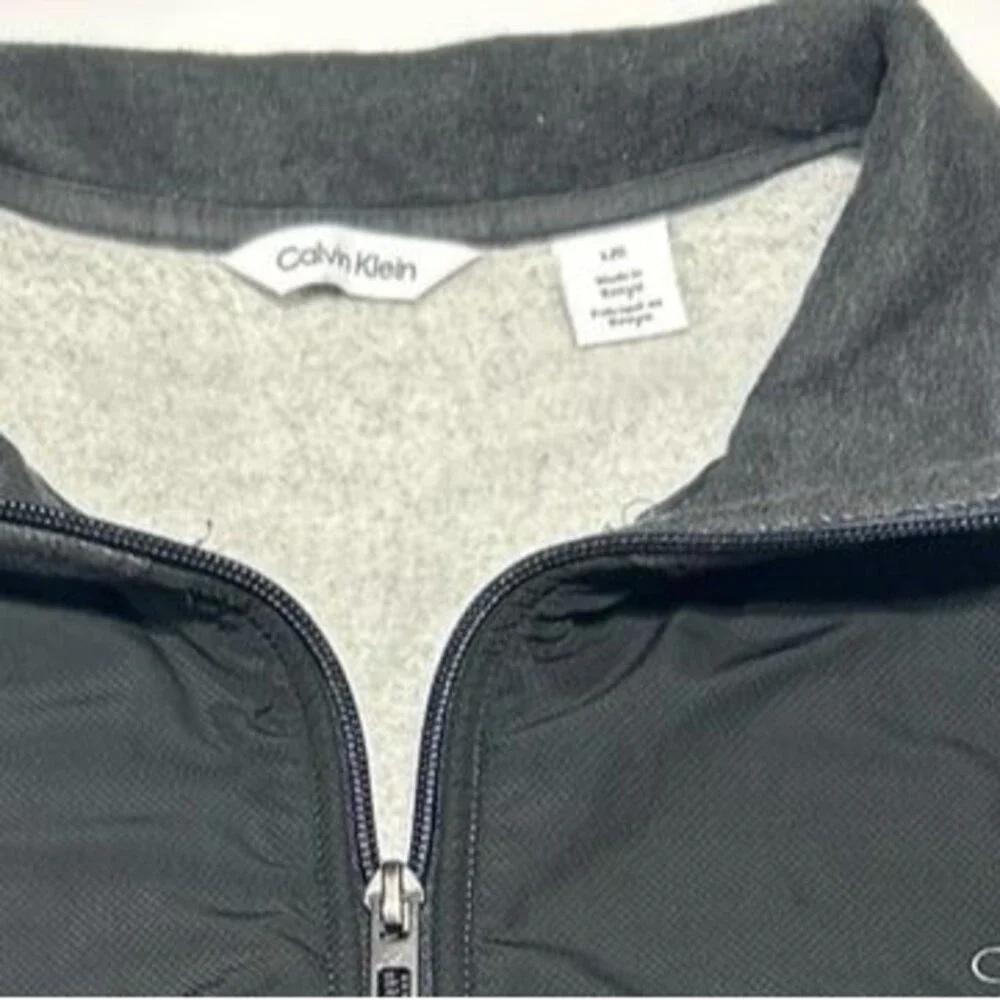 Calvin Klein Men's Large Gray Heather & Black Mixed-Media Full-Zip Jacket